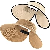 FURTALK Straw Sun Visor Hats for Women UPF 80+ Wide Brim Pontytail Summer Beach Hats
