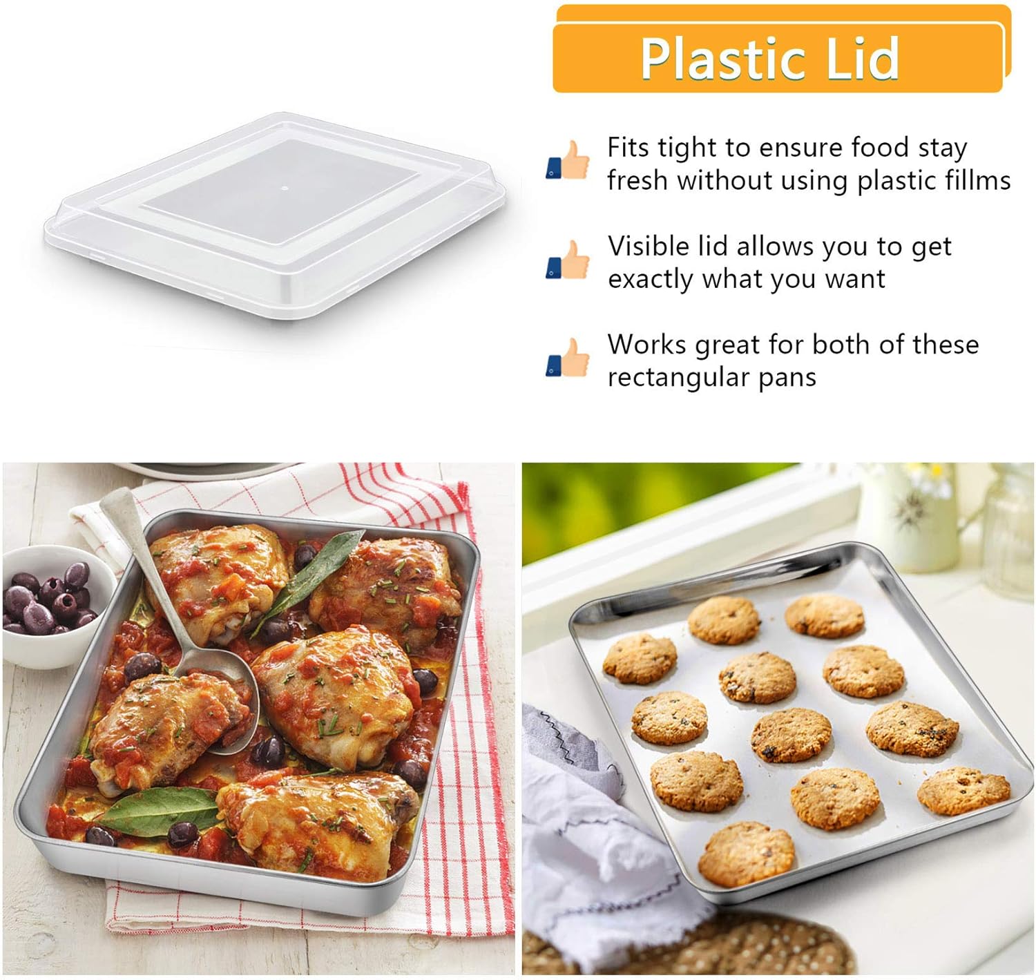 6-Piece Bakeware Kitchen Set, P&P CHEF Stainless Steel Bakeware Pans Sets, Including Baking Pan/Round Cake Pan/Muffin Pan/Loaf Pan/Deep Lasagna Pan & Lid, Non-toxic & Durable, Dishwasher Safe: Kitchen & Dining
