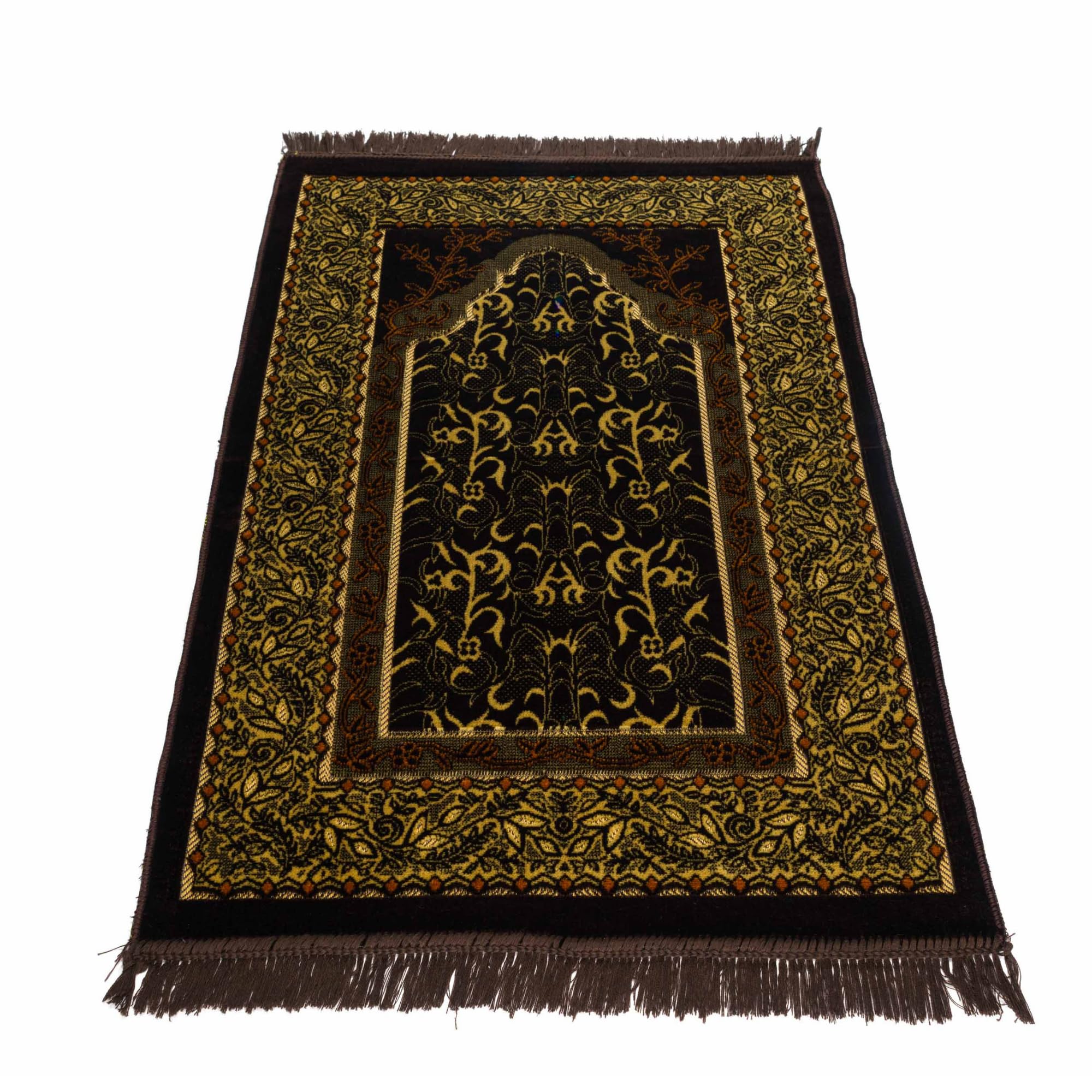 homeart Muslim Prayer Rug, Soft Plush Thin Islamic Prayer Mat, Janamaz, Sajada, Praying Carpet, Islamic Gift for Men & Women, Ramadan Eid Hajj Gift, Jeddah Pattern, Brown Cacao