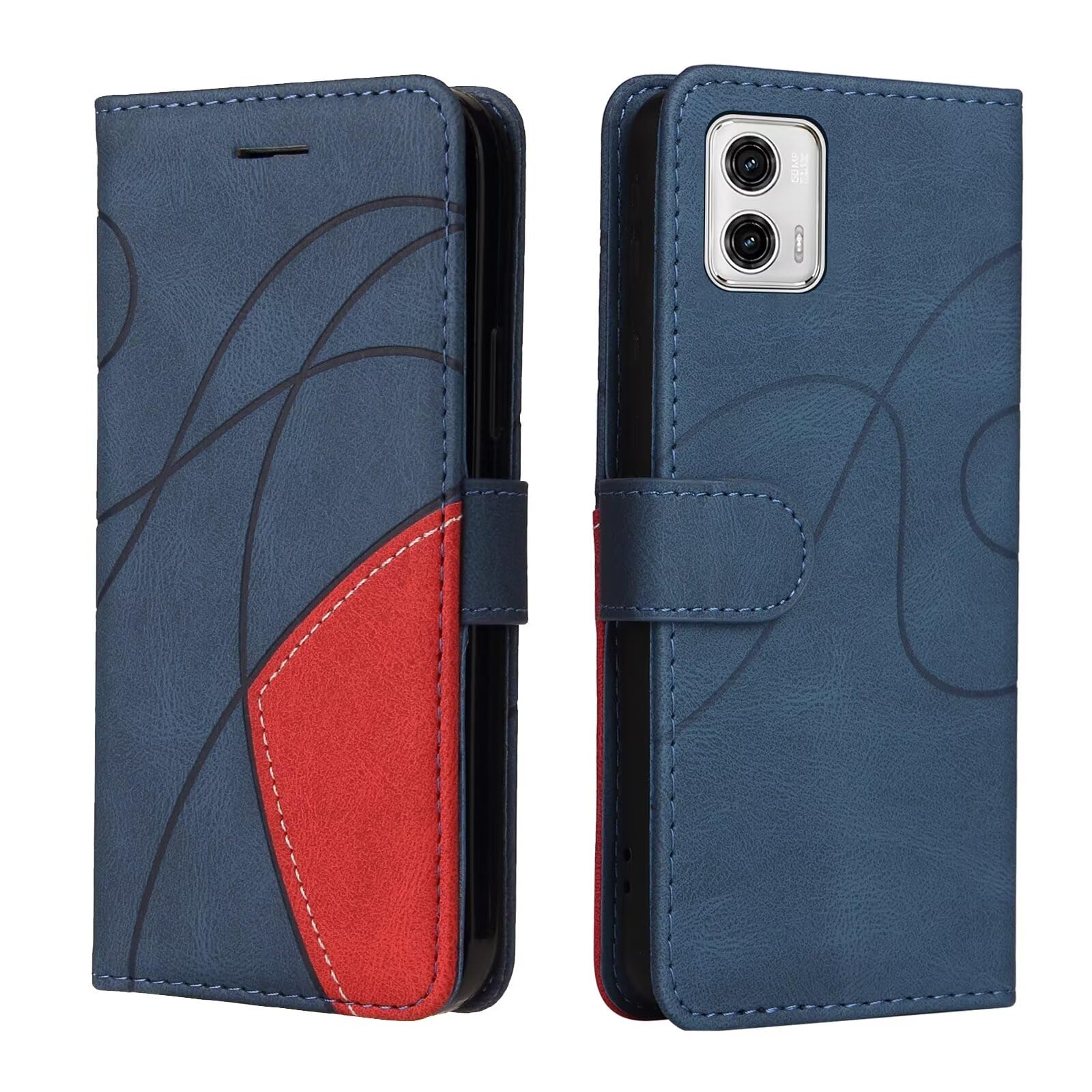 Motorola Moto G84 Case Protective Geometric Wallet Motorola Moto G84 Phone Case PU Leather Cover with Magnetic Closure Kickstand Bookstyle Folding Stand Silicone Bumper Card Holder Pouch Blue — image 1