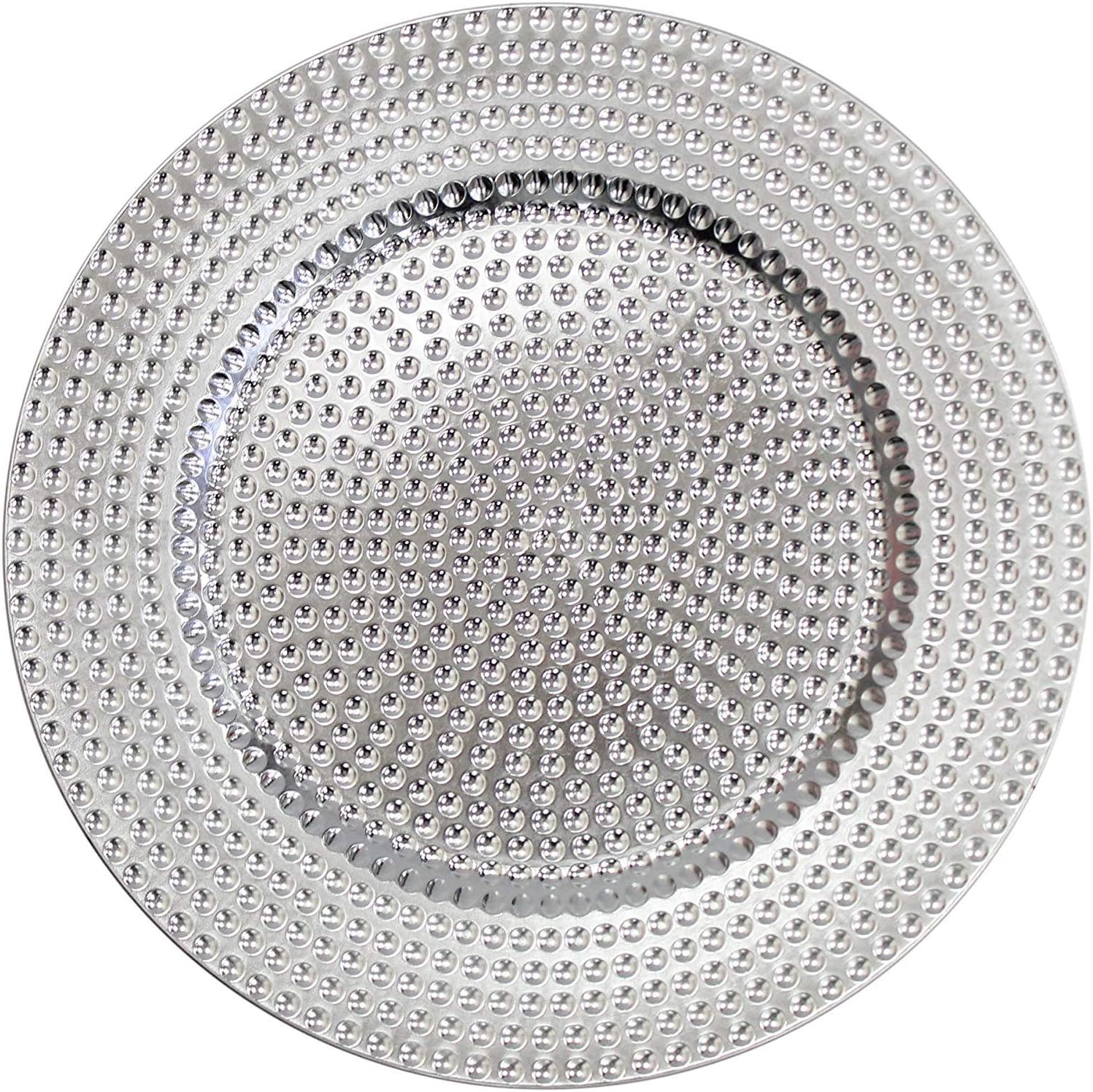 Koop Homewares Set of 4 Silver Charger Plates Under Plates 33cm Premium Range Dimpled Design