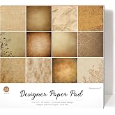 Desecraft Vintage Border 12x12 Double Sided Cardstock Paper - 36 Sheets 180gsm Patterned Scrapbook Paper for Card Making, Origami, Cricut, Textured Decorative Craft Paper Supplies