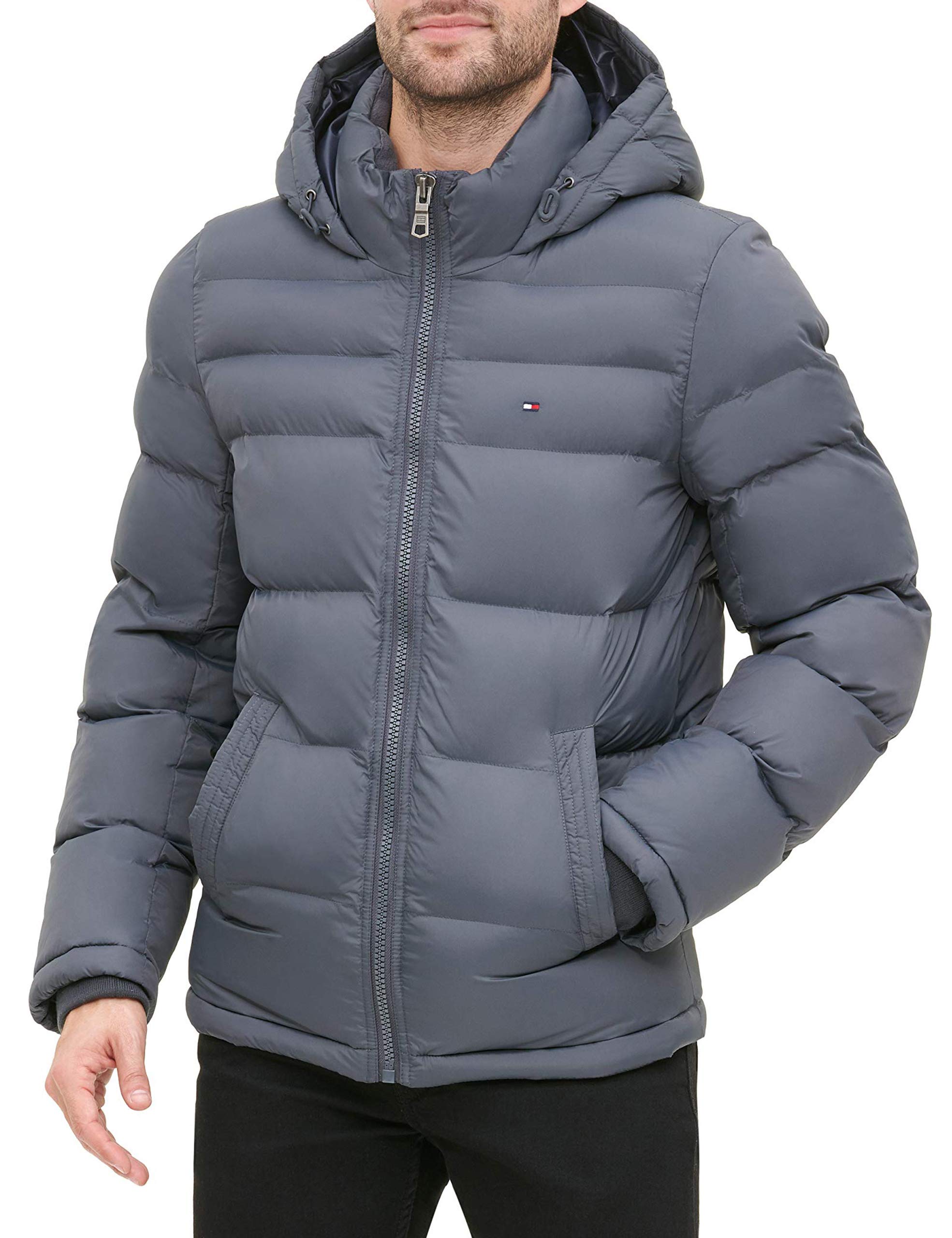 Photo 1 of Tommy Hilfiger Men's Classic Hooded Puffer Jacket (Standard and Big & Tall), Charcoal, Small