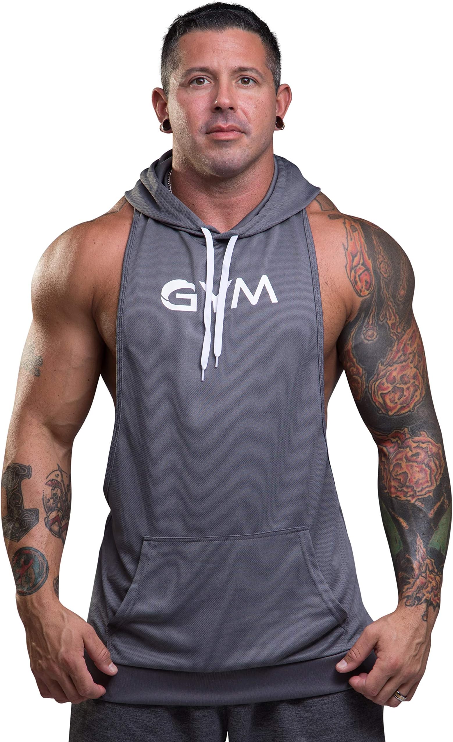 Men's Bodybuilding Sleeveless Hoodie Gym Athletic Workout Muscle Fitness Tank Tops