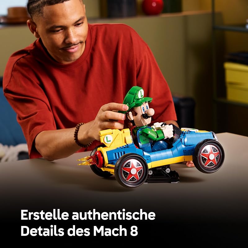 Super Mario: Mario Kart: Luigi & Turboflitzer - Nintendo Figur und Auto Modellbau für Erwachsene - Sammelbares Gaming Merch - Geschenkidee für Männer, Frauen und Fans - 72050 — Foto 3 von 8