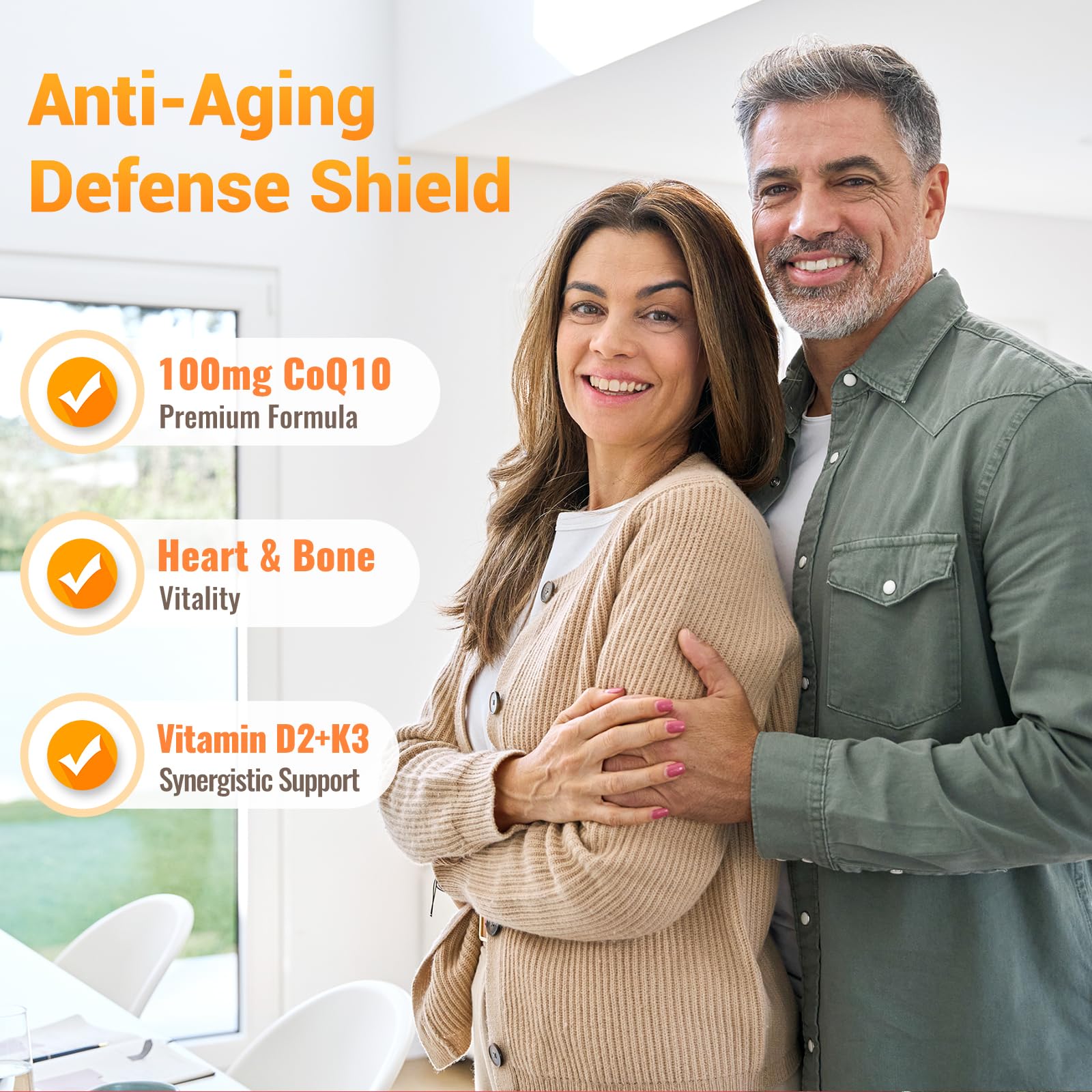 Nature Echo CoQ10 Gummies, Coenzyme Q10 Supplement 100mg with Vitamin D3 2000 IU & K2 100mcg, Sugar Free, Heart Health, Bone Support & Antioxidant, Vegan, Non-GMO, Blueberry Flavor - 60 Gummies