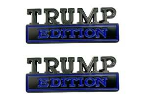 ZCLZZRS 2 Pack Trump Edition Emblems,Trump Car Decal 3D Raised Metals Letters Bumper Funny Sticker,for All Kinds of Cars,Motorcycle,Truck,RV,SUV,Body,Door Decor (Trump, Black Blue)