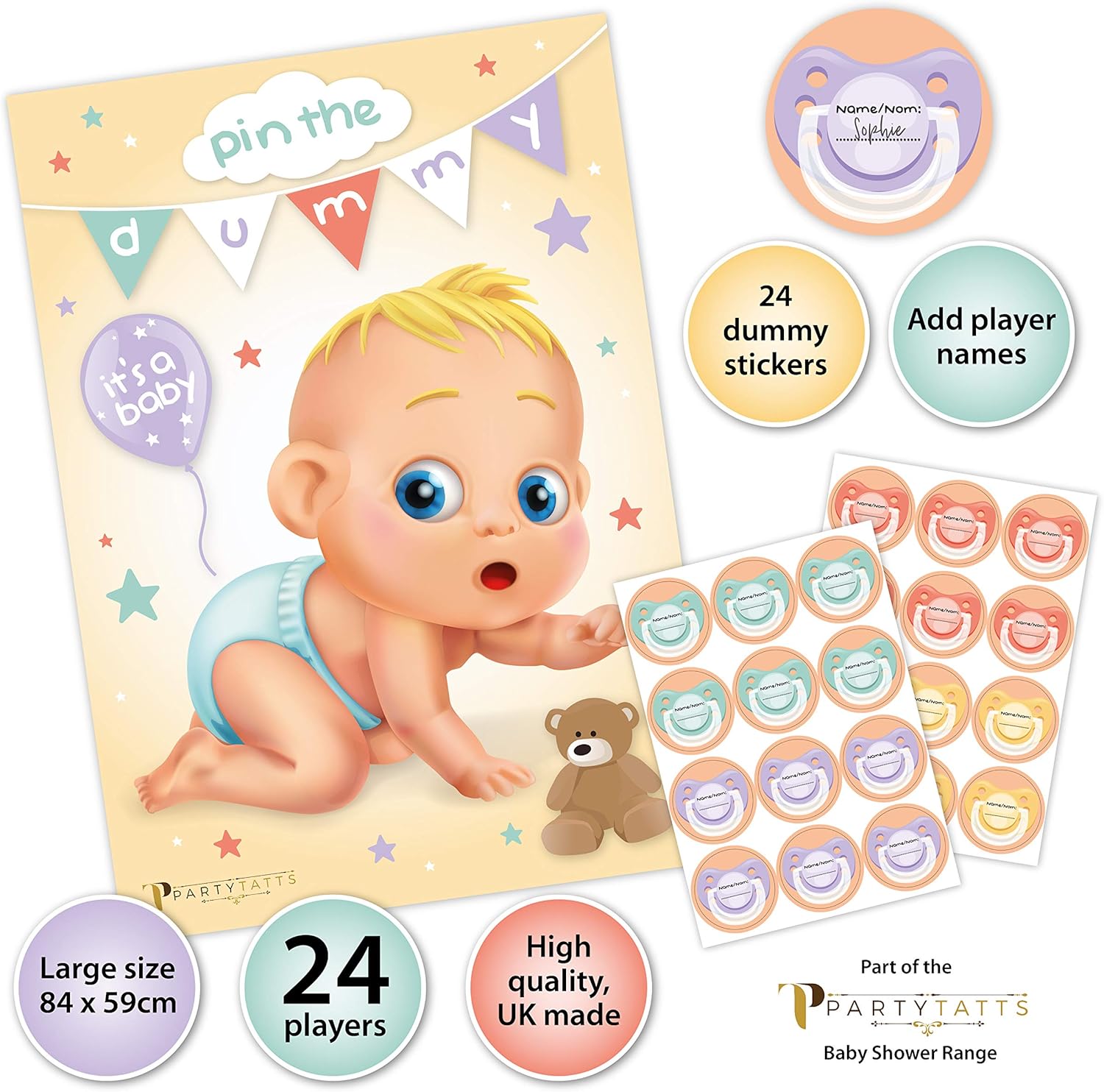 Pin The Dummy On The Baby Game – Baby Shower Spiel Für Bis Zu 30 Personen