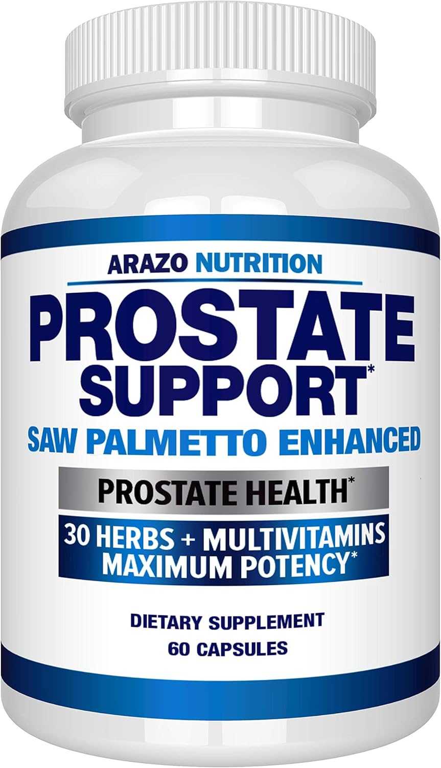 Prostate Supplement - Saw Palmetto + 30 Herbs - Reduce Frequent Urination, Remedy Hair Loss, Stamina – Single Homeopathic Herbal Extract Health Supplements - Capsule or Pill - Arazo Nutrition: Health & Personal Care