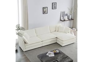 Tmsan 111.4" Modular Sectional Sofa, Convertible Modern L Shaped Sofa Chenille Cloud Couches Set with Ottoman for Living Room Bedroom Apartment Office, 3 Seater