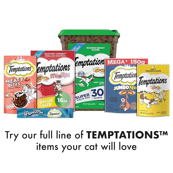 TEMPTATIONS SALMON AND DAIRY FLAVOR CRUNCHY AND SOFT KITTEN TREATS, 6.3 OZ.