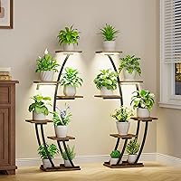 BACEKOLL Plant Stand Indoor with Grow Lights, Plant Shelf Indoor 2 Pack, Corner Plant Stands for Indoor Plants, 6 Tiered Plan