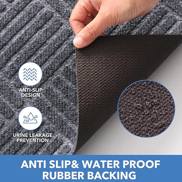 2 PACK CAT LITTER MAT,LARGE LITTER TRAPPING MAT,| WASHABLE LITTER BOX MAT, LEAK-RESISTANT, NON-SLIP BACKING,QUICK DRY,CUT TOFIT,SIZE 35”X24′