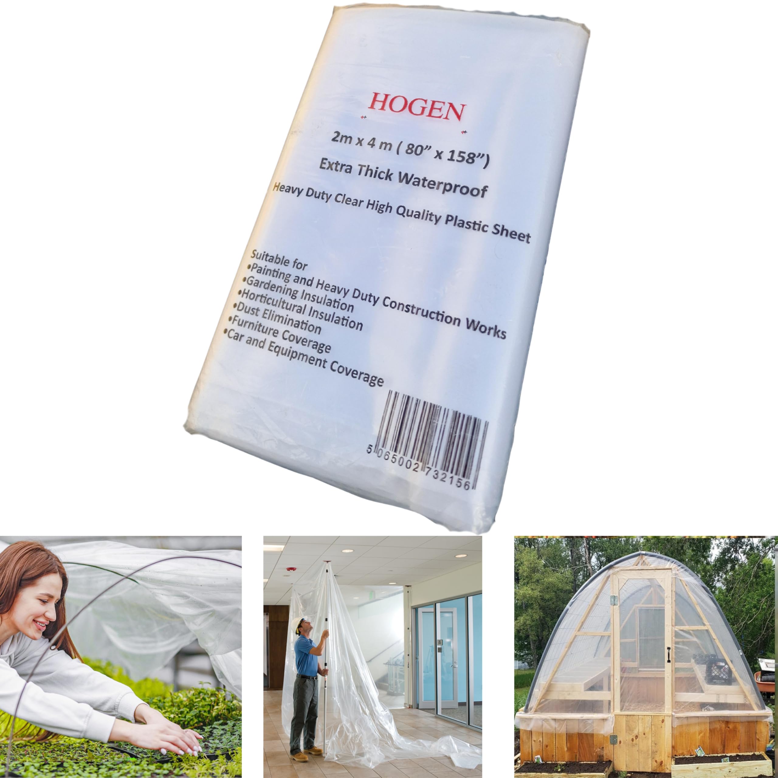 4 M X 2 M Extra Thick Clear Heavy Duty Polythene Sheet/Waterproof/Horticultural Gardening Insulation/Shed Protection/Construction Works/Tear Resistant/Odorless/ (250Mu / 1000G)