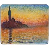dealzEpic - Art Mousepad - Natural Rubber Mouse Pad with Famous Fine Art Painting of San Giorgio Maggiore at Dusk by Claude Monet - Stitched Edges - 9.5x7.9 inches