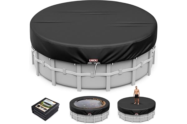 LXKCKJ 12 Ft Round Pool Covers for Above Ground Pools,Upgrade Solar Pool Cover Protector with Pool Accessories Increase Stabi