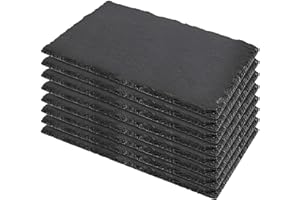 MUKLEI 8 Pack Black Slate Cheese Boards, 10 x 5 Inch Slate Plates, Charcuterie Serving Boards for Cheese, Sushi, Appetizers a