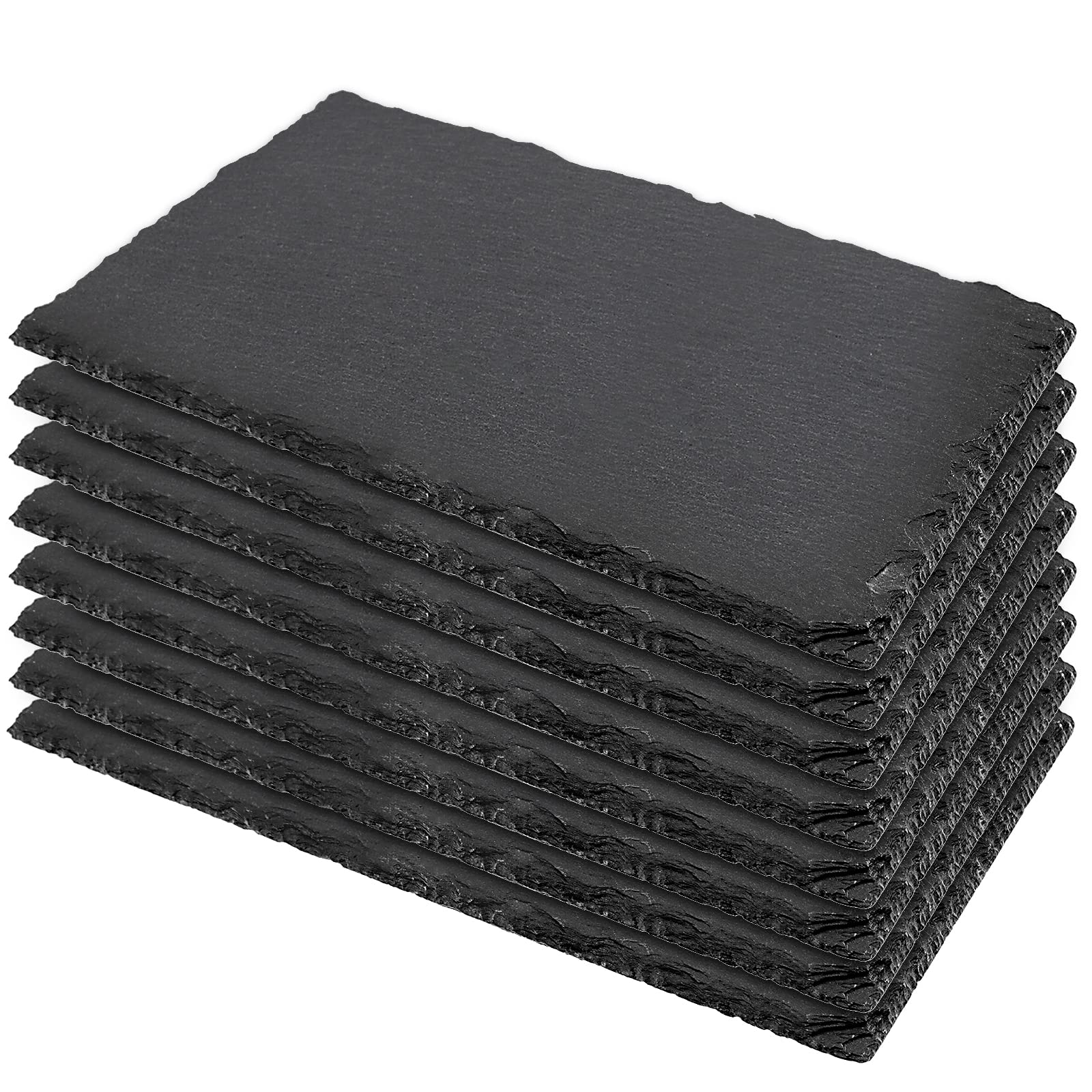 Photo 1 of **HEAVY** MUKLEI 8 PCS 10 x 4.7 Inch Black Slate Cheese Boards, Black Slate Serving Platter with Natural Edge, Slate Stone Serving Tray for Cheese, Charcuterie, Sushi, Appetizers
