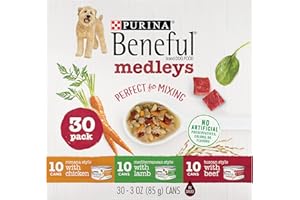 Purina Beneful Wet Dog Food Variety Pack, Medleys Tuscan, Romana & Mediterranean Style - (Pack of 30) 3 Oz. Cans