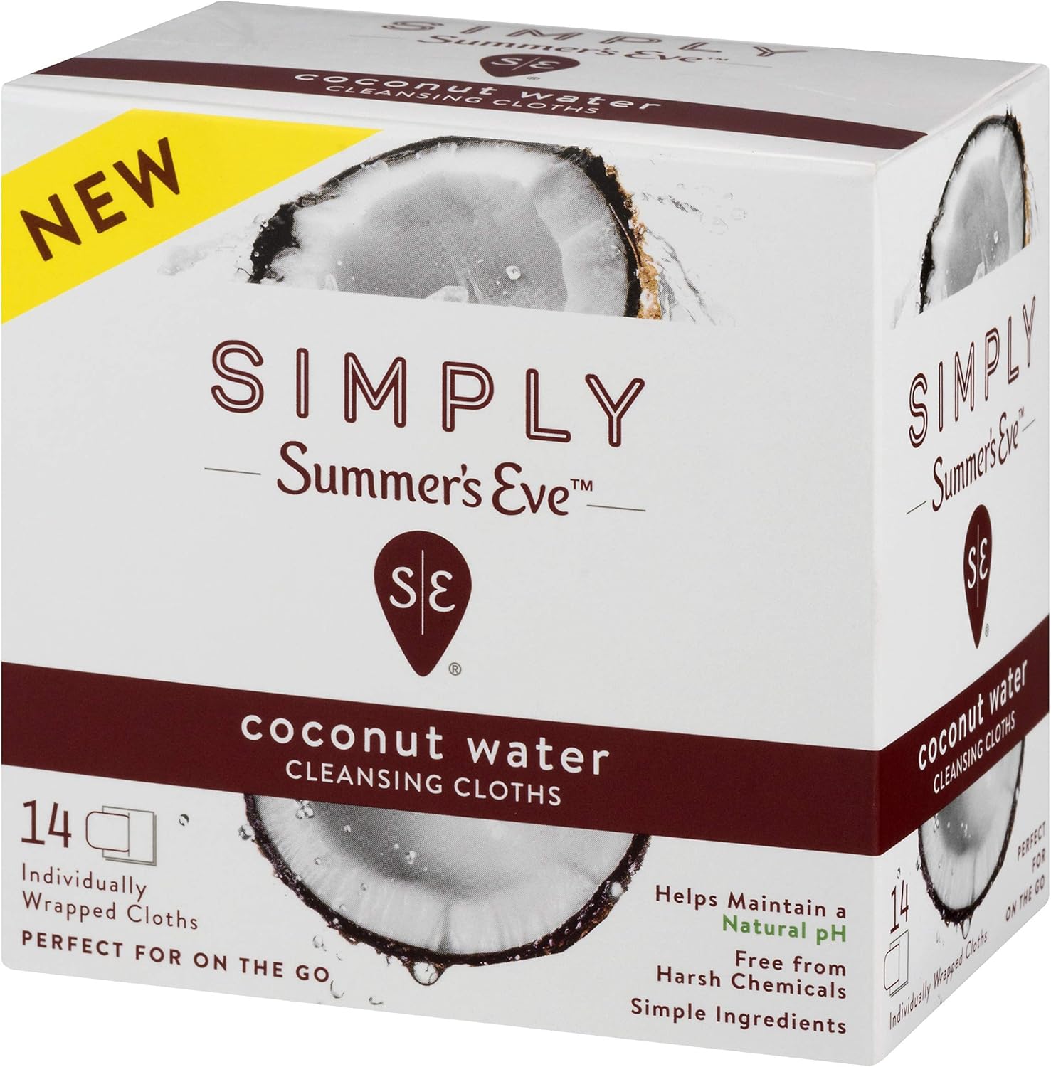 Summer's Eve Simply Cloths | Coconut Water | 24Count | Pack of 1 | pH Balanced, Free from Harsh Chemicals & Dyes: Health & Personal Care