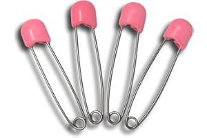 Rearz - Adult Stainless Steel Locking Diaper Pins - (4 Pack) (Pink)