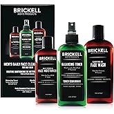 Brickell Men's Daily Face Cleanse Routine for Oily Skin, Alcohol Free Toner, Gel Facial Wash and Moisturizer, Natural and Organic, Unscented