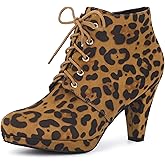 Allegra K Women's Lace Up Platform Block Heels Ankle Boots