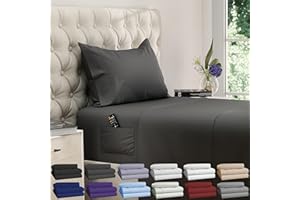 DREAMCARE Twin Sheets - Cooling Bed Sheets - 3pcs Set - Twin Bed Sheets - Twin Sheet Set - Bed Sheets Twin Soft & Long Lasting 100% Fine Brushed Polyester with Side Pocket - Gray