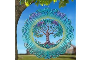 TEPAKEN Metal Wind Spinners for Outdoor,Birthday Gifts for Women Mom Grandma, 12 Inch Tree Wind Spinner Bird Devices Deterrent to Scare Birds Away from Yard Patio Farm, Kinetic Sculpture Garden Decor