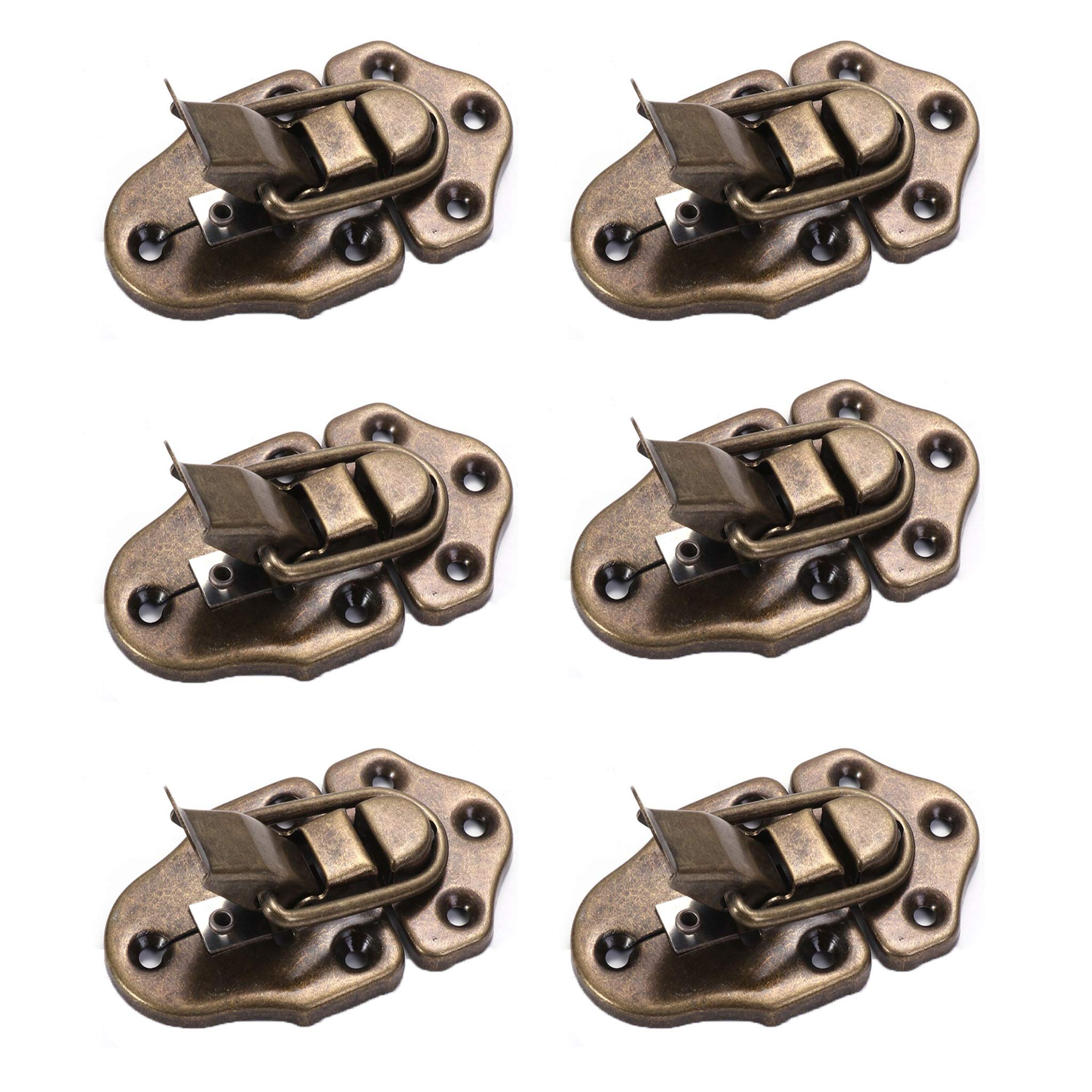 Pack of 6 Sets Bronze Box Buckle Locks with 36 Pieces Screws, Imitation Antique Case Latches Buckle for Toolbox Suitcase, 1.56 inch x 2.7 Inch