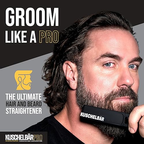 KUSCHELBÄR Beard Straightener for Men Heated Beard Brush for