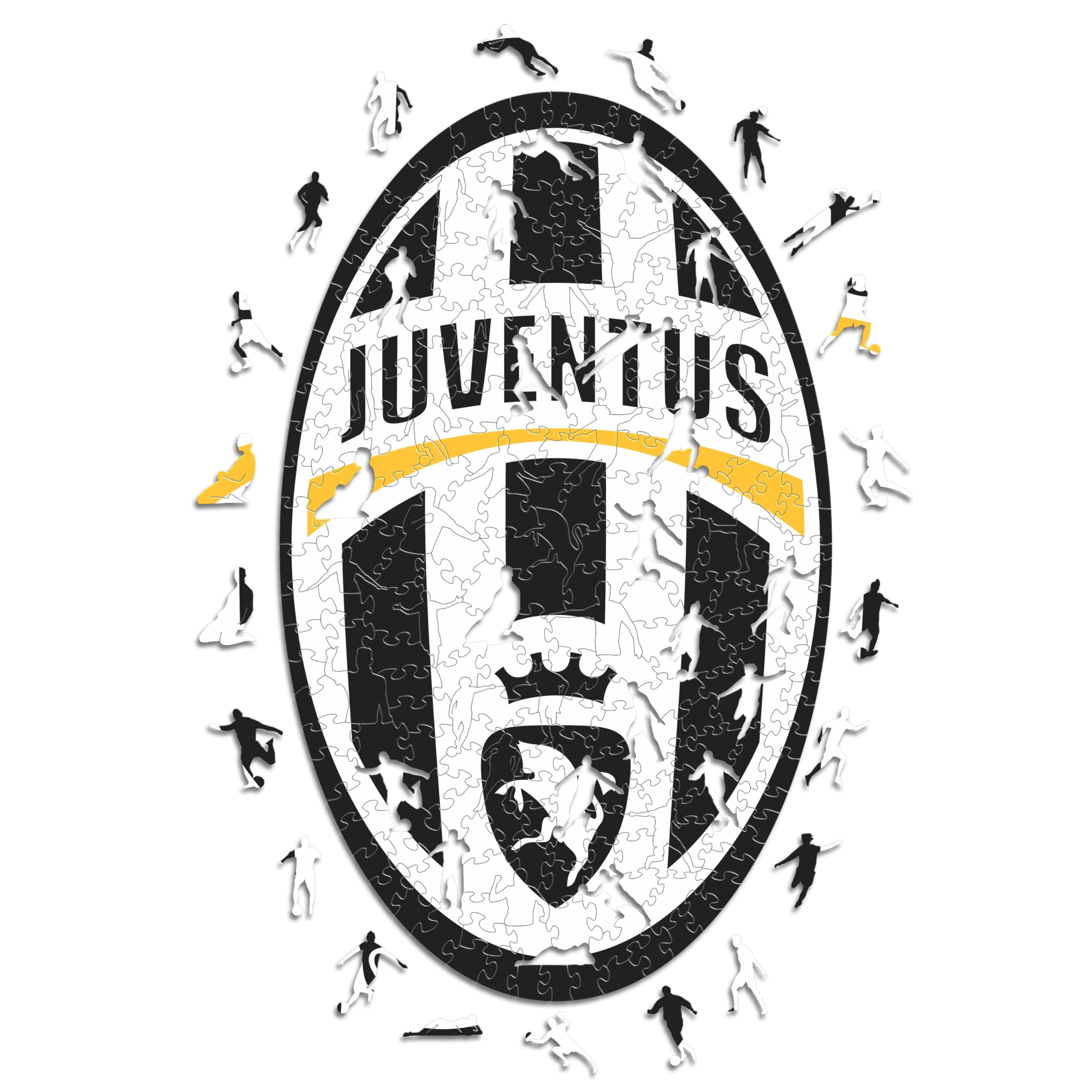 Iconic Puzzles, Juventus, Retro Logo, 100% eco-sustainable wooden puzzle with official license,Size S, 150 Pcs