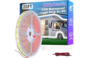 Gliztech RV Awning Lights 20FT, Camper Awning Lights for RV Canopy Exterior, IP67 12V White COB Waterproof Underglow Led Ligh