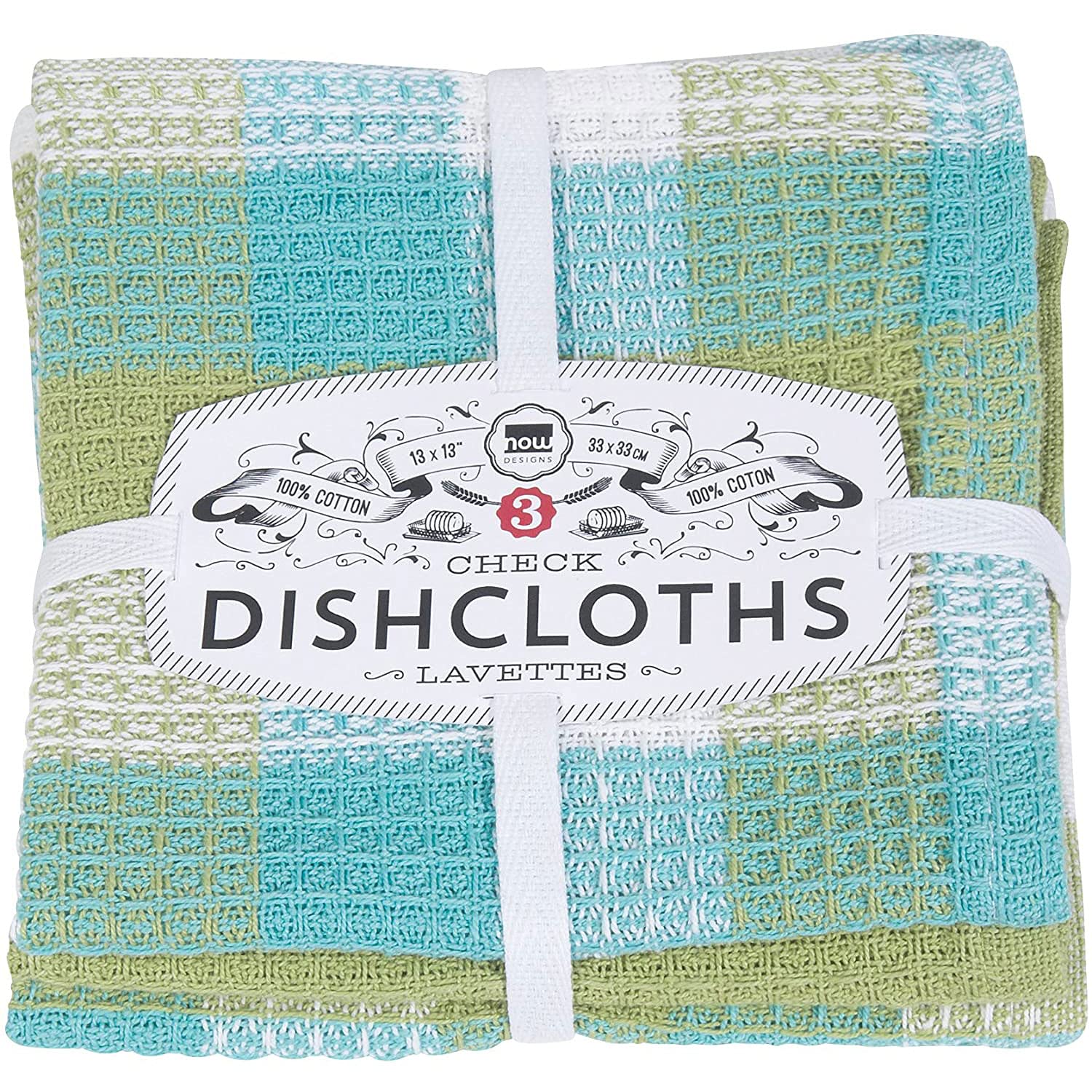 Now Designs Check Dishcloth Set, Leaf