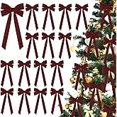 JOICEE 15Pcs Velvet Bows Christmas Tree Decorations, 5 x 12 Inch Wreath Bows Rustic Crafts Gift Ribbon Bow for Home Garland Decorations Birthday Party Wedding Holiday Decor(Burgundy)