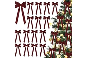 JOICEE 15Pcs Velvet Bows Christmas Tree Decorations, 5 x 12 Inch Wreath Bows Rustic Crafts Gift Ribbon Bow for Home Garland Decorations Birthday Party Wedding Holiday Decor(Burgundy)