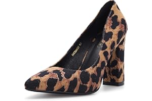 IDIFU Women's IN4 Chunky-HI Block High Heels Closed Pointed Toe Pumps Dress Office Shoes for Women