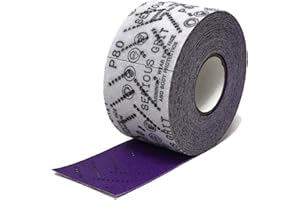 Serious Grit 80 Grit Hook & Loop Ceramic Sandpaper Roll - 70mm x 12m Multi-Hole Dustless Abrasive Roll for Automotive, Wood, 