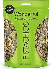 Wonderful Pistachios No Shells, Roasted & Salted Nuts, 12 Ounce Resealable Bag, Protein Snacks, Gluten Free, Healthy Snack