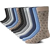 IZOD Mens Dress Socks - 14 Pack Lightweight Moisture Wicking Stay Up Cuff Crew Socks for Men for Casual Business Formal Wear