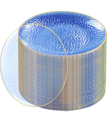 Blue Sky Organic Hammered MMF7 Black Transparent Gold Rim Plates - 10...