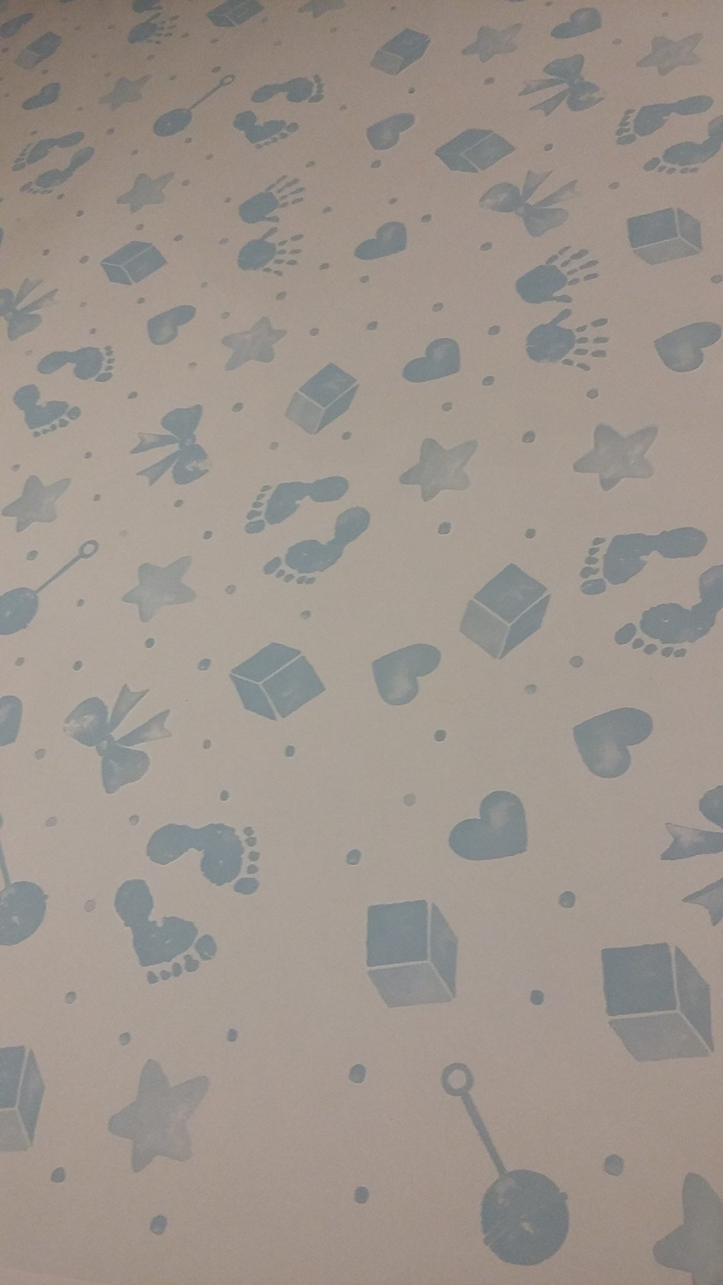 3m x 80cm Baby Print Cellophane Blue & Blue Bow FOLDED for postage