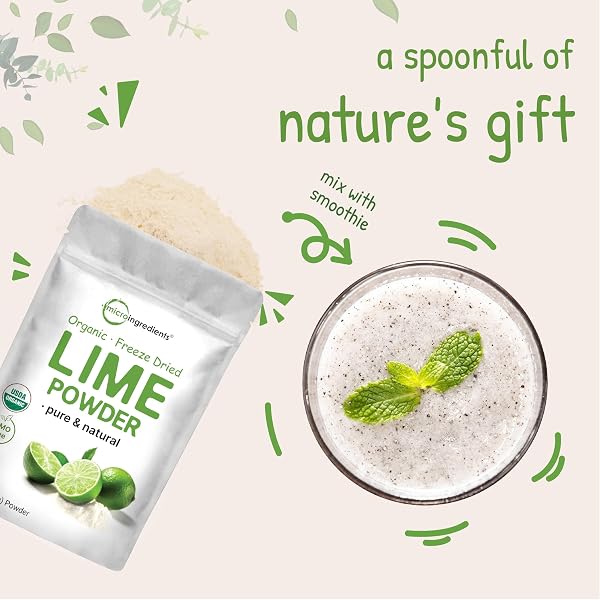 ORGANIC LIME POWDER, 1.5LBS | 100% NATURAL FRUIT POWDER | FREEZE DRIED LIMES SOURCE | NO SUGAR & ADDITIVES | GREAT FLAVOR FOR DRINKS, SMOOTHIE, & BEVERAGES | NON-GMO & VEGAN FRIENDLY