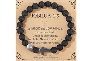 JOYCUFF 𝗖𝗵𝗿𝗶𝘀𝘁𝗶𝗮𝗻 𝗚𝗶𝗳𝘁𝘀 𝗳𝗼𝗿 𝗠𝗲𝗻 𝗠𝗼𝗼𝗻𝘀𝘁𝗼𝗻𝗲 𝗖𝗿𝗼𝘀𝘀 𝗕𝗿𝗮𝗰𝗲𝗹𝗲𝘁𝘀, Birthday Christmas Valentines Day Inspirational Gifts for Him Son Grandson Moonstone Volcanic Rock Cross Bracelets