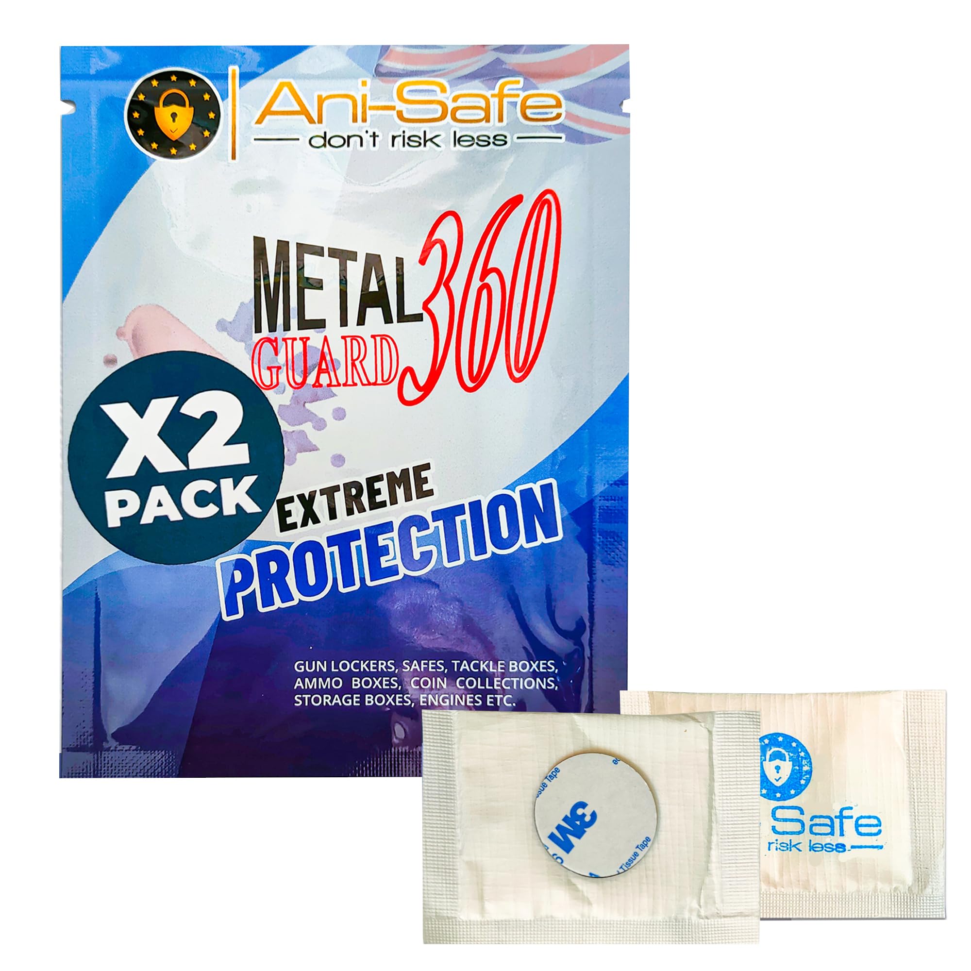 Ani-Safe Metal Guard 360 Twin Pack Corrosion Inhibitor Sachet Pads VCI Desiccant Gun Safe, Lockers, Cabinets, Golf Bags, Anti Rust, Protection
