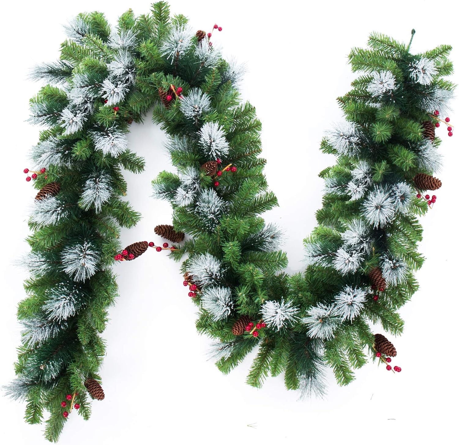 Artificial Christmas Garland and Wreath,Decorated with Pine Cone and Red Berries (White Pine Garland)