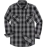 DANLCUPL Mens Button Down Shirts Fitted Long Sleeve Casual Buffalo Plaid Checkered Flannel Shirt