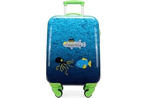 Nautica Kids Luggage - 18" Airline Approved Rolling Hardside Upright Carry-on Suitcase with Wheels (Submarine Journey)
