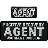 Fugitive Recovery Agent Warrant Division Patch Set &ndash; 2 PCS Embroidered Patches 4x10 in &amp; 2x5 in &ndash; Hook Backing for Tactical Vest, Jackets, Backpacks, Caps, Uniform Accessories