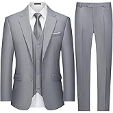 MAGE MALE Mens Two Button 3-Piece Suits Slim Fit Tuxedo Set with Blazer Jacket Vest & Pants for Wedding Prom Business